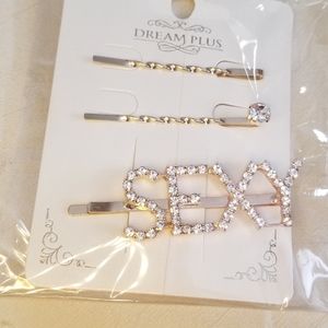 Crystal Sexy hair bobby pin. Rose Gold set of 3.